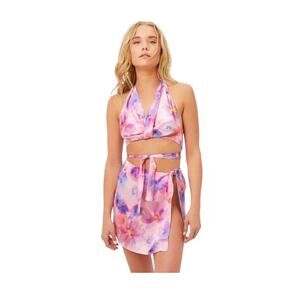 Frankie’s Bikinis Matilda Wrap Skirt Bikini Swim Coverup Silk Skirt Size Large